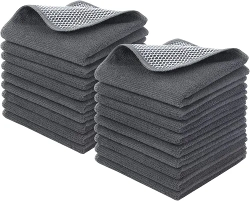 Vista 27 de KinHwa Paños de cocina para platos, paños de microfibra absorbentes de secado rápido, trapos de cocina con lado de limpieza de poliéster, ideal