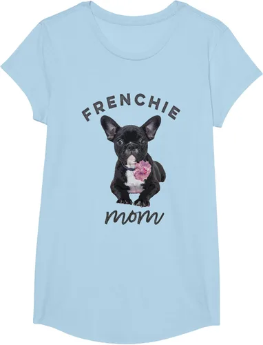 Vista 16 de Camiseta Bulldog Francés para Mujer, Frenchie Mom, Flor, Negro, S