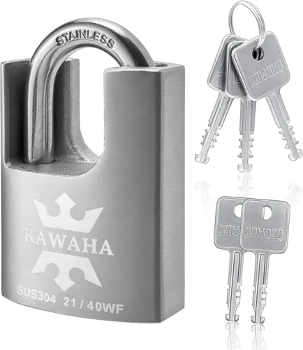 Vista 11 de 21/40-2PS Candado con Funda de Acero Inoxidable de Alta Seguridad con Llave de Acero Inoxidable para Uso en Interior y Exterior