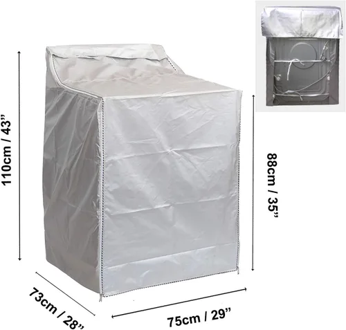 Vista 2 de QLLY Cubierta para lavadora/secadora para máquina de carga superior – Impermeable, a prueba de polvo, a prueba de sol, A29"P28"Al43" Adecuada