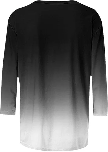 Vista 3 de Blusas de verano para mujer 2023, blusas de verano de manga tres cuartos con cuello redondo y estampado casual