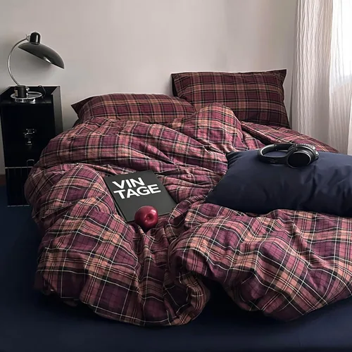 Vista 111 de mixinni Juego de funda de edredón vintage a rayas, tamaño twin, juego de ropa de cama de 3 piezas, 100% algodón lavado, suave y transpirable, funda