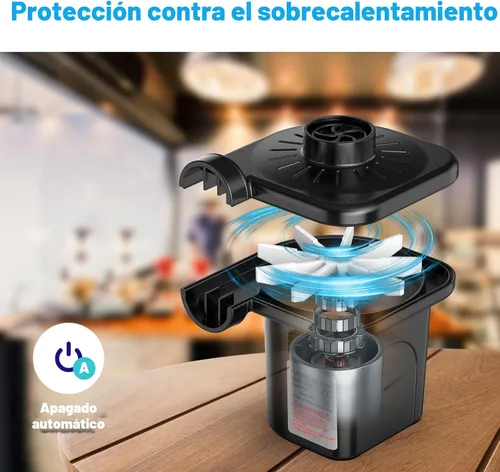 Vista 4 de Bomba de aire eléctrica para inflables, bomba de aire portátil de llenado rápido con 3 boquillas, 110-120V, bombas infladoras y desinfladoras