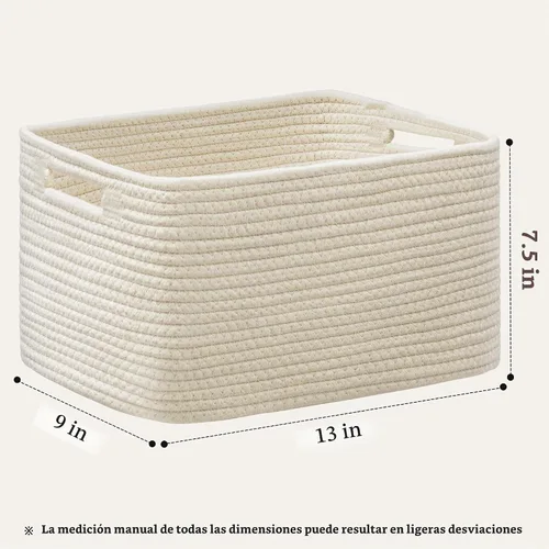Vista 2 de Paquete de 4 cestas de almacenamiento para organizar, cestas tejidas para estantes, color beige