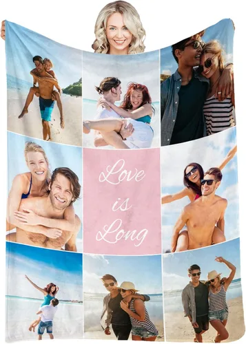 Vista 28 de Manta personalizada con fotos, texto, fotos personalizadas, mantas para adultos y niños, cumpleaños familiar, 1 foto, 50 x 40 pulgadas