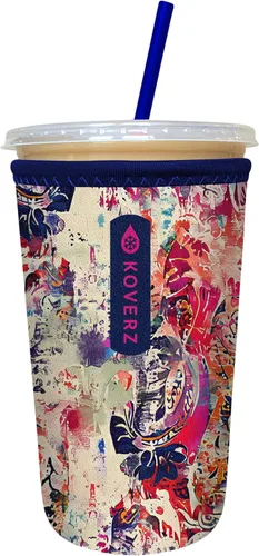 Vista 60 de Funda Koverz para café helado, funda aislante de neopreno para taza, se ajusta a una taza de café de 32 Oz., lavable y reutilizable, accesorios