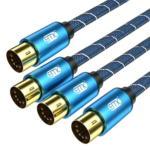 Vista 8 de EMK Cable DIN MIDI de 5 pines macho a macho, compatible con teclado MIDI/sintetizador/guitarra/multiefectos de guitarra/interfaz de audio/mezclador