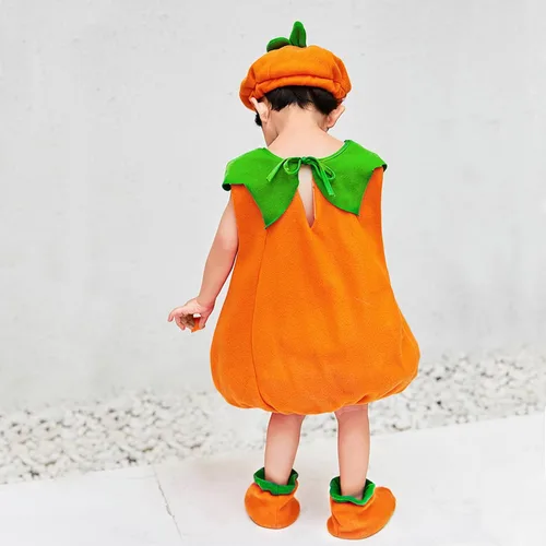 Vista 8 de EVNEED Disfraz de calabaza de Halloween, lindo disfraz de calabaza de Halloween para niños y niñas, ropa de fiesta de disfraces de calabaza