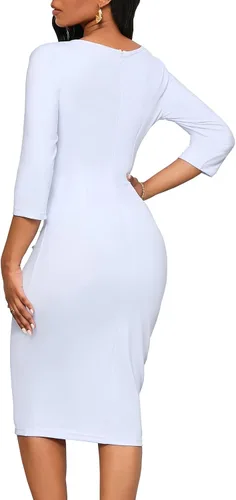 Vista 2 de Vestido de tubo midi de trabajo vintage con volantes para mujer