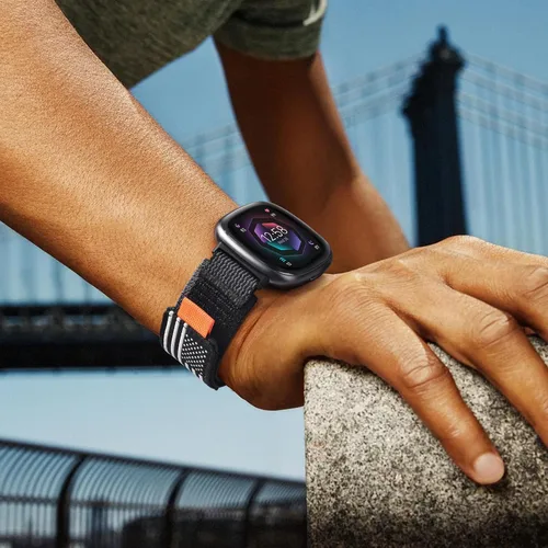 Vista 7 de KOREDA Compatible con Fitbit Versa 3/Fitbit Versa 4/Fitbit Sense/Sense 2 bandas para mujeres y hombres, correa deportiva ajustable elástica trenzada