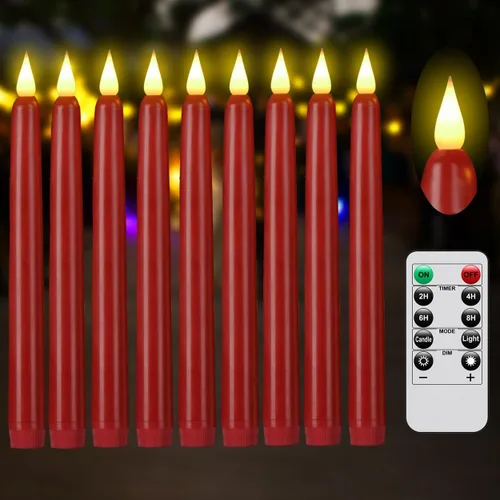 Vista 17 de Velas cónicas sin llama con control remoto y temporizador, candeleros LED que funcionan con baterías con llama 3D parpadeante, velas falsas