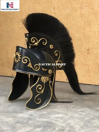 Vista 7 de NauticalMart Casco grecorromano con escudo negro de armadura medieval casco disfraz de Halloween