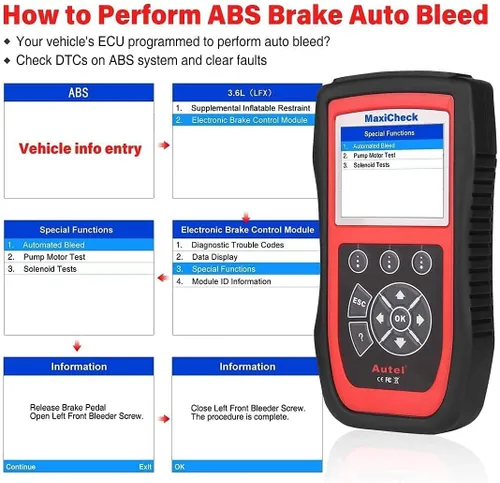 Vista 4 de Autel MaxiCheck PRO - Herramienta de Escaneo AutoBleed de Purga de Frenos ABS con Diagnóstico ABS SRS, OBDII Completo, BMS EPB SRS SAS Servicios