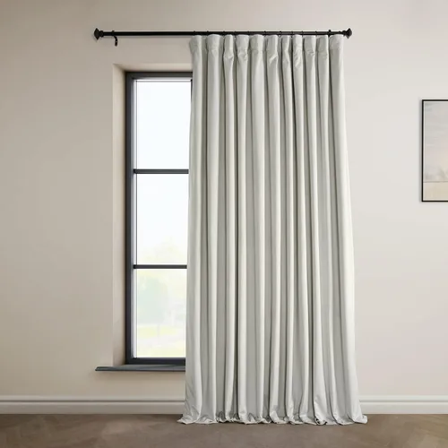 Vista 27 de HPD Half Price Drapes - Cortinas de terciopelo de lujo con bloqueo de luz para dormitorio (1 panel), 50W X 84L, cortinas Hotel con bloqueo de luz