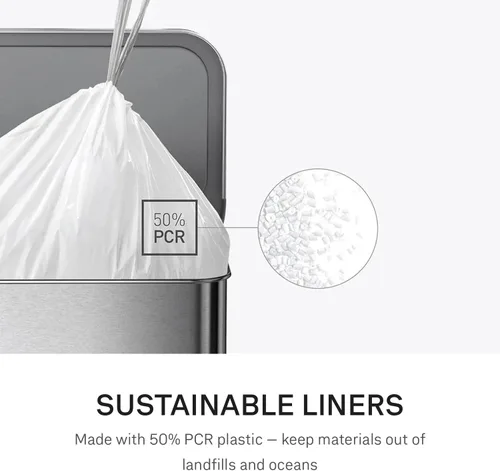 Vista 4 de simplehuman Code Q - Paquete de 40 dispensadores de forros personalizados, bolsas de basura con cordón, 50-65 litros/13-17 galones, color blanco