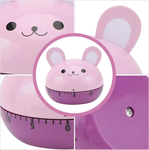 Vista 6 de INOOMP Mechanical Wind-Up Timer Cartoon Rabbit Time Management Tool Kitchen Countdown Reminder for Baking and Cooking Use