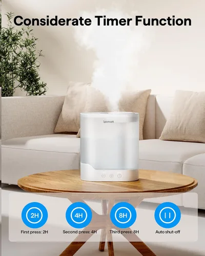Vista 5 de Sponvatt – Humidificadores para recámara y hogar, 2.5L de llenado superior, humidificador de aire de niebla fría para habitación grande, guardería