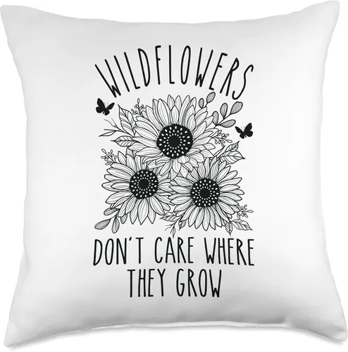 Vista 4 de Smarty Pants Designs Wildflowers Don't Care Where They Grow - Almohada inspiradora, 16 x 16 pulgadas, multicolor