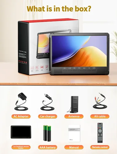 Vista 8 de NORTHING TV de pantalla plana IPS de 10.7 pulgadas, mini TV portátil con antena sintonizador ATSC, monitor LCD 1080P con HDMI, AV, entrada USB