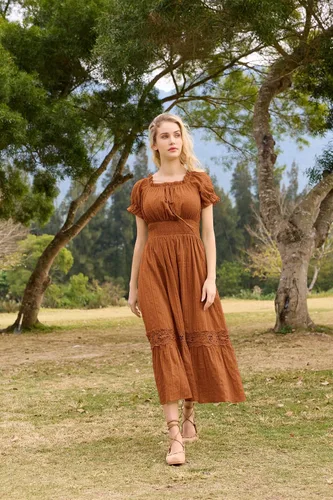 Vista 7 de Scarlet Darkness Vestido renacentista para mujer, vestido largo de verano, bohemio, fluido