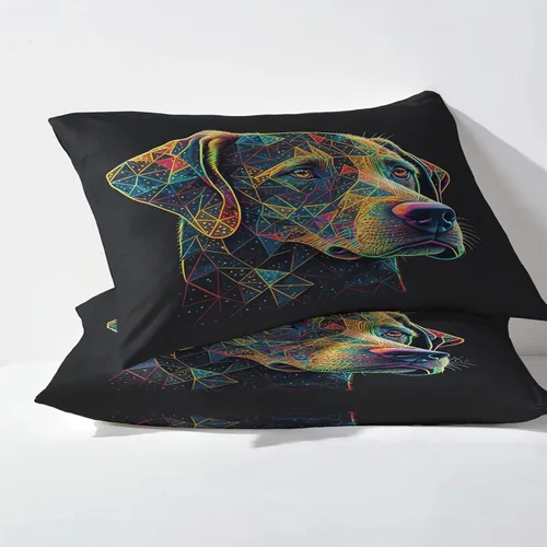 Vista 3 de Labrador Sheets tamaño individual, sábanas para perro, sábanas y fundas de almohada estampadas de 3 piezas, sábana bajera ajustable de microfibra