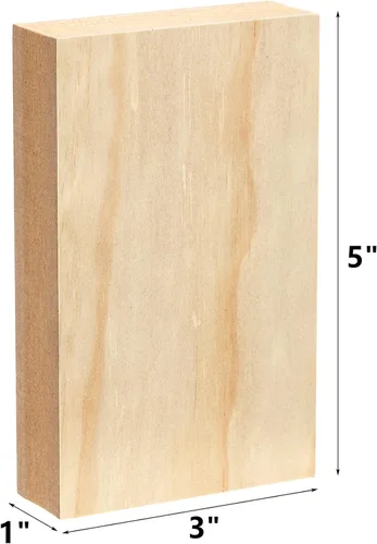Vista 2 de Paquete de 16 bloques de madera sin terminar para manualidades, tablero de MDF en blanco, bloques rectangulares de madera, piezas de madera lisa