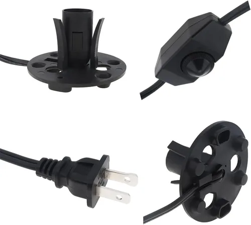 Vista 3 de Cable de lámpara de sal del Himalaya de 6 pies con interruptor de atenuación - Enchufe E12 y 5 bombillas gratis de 15 W, cable de alimentación