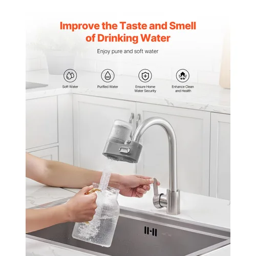 Vista 2 de Happybuy Grifo - Filtro de agua de montaje, purificador de agua vertical para fregadero, filtro de fibra de carbono certificado NSF, elimina