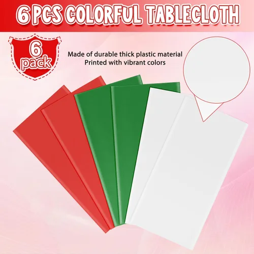 Vista 4 de MASHAN Paquete de 6 Manteles de Navidad a Granel, Manteles Desechables Rojos Blancos Verdes, Cubiertas de Mesa Rectangulares Temática de Italia