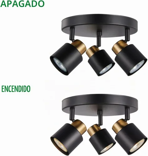 Vista 3 de Kit de iluminación de riel de 3 luces, toldo con acabado de latón negro mate con foco de techo moden empotrado para cocina, comedor, sala de estar