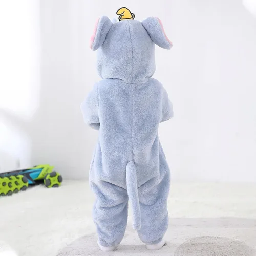 Vista 3 de Omkzanbi Disfraz de Halloween para bebé niña y niño, lindo animal de granja, con cremallera, enterizo de franela con capucha para niños pequeños