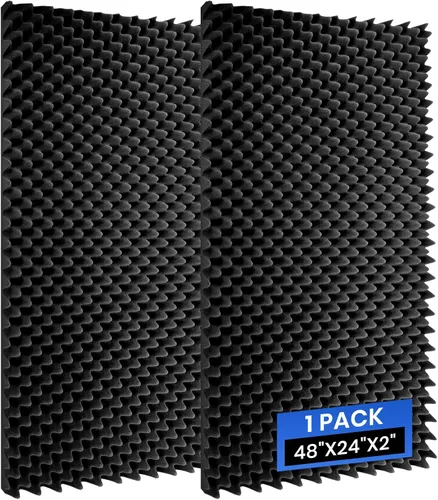 Vista 10 de Focusound Paquete de 4 paneles de espuma acústica piramidal, paneles de espuma acústica de 48 x 24 x 2 pulgadas para paredes, paneles de aislamiento