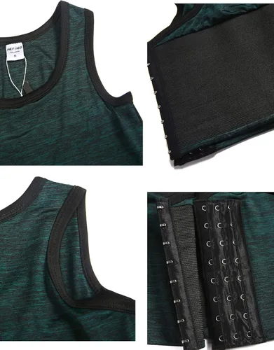 Vista 5 de XUJI - Camiseta compresora sin mangas de algodón transpirable para mujer, con banda elástica y colores (M-6XL)