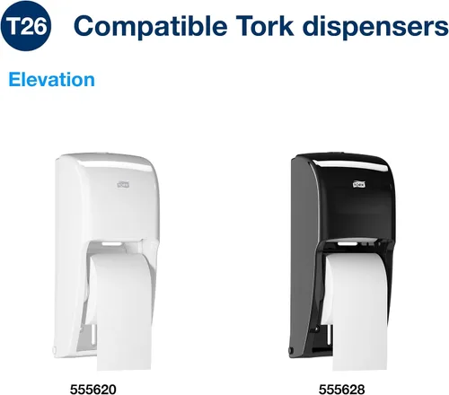 Vista 6 de Tork Rollo de papel higiénico de alta capacidad blanco T26, 36 x 1000, 110292A Compatible con dispensadores T26, rollos avanzados de 2 capas