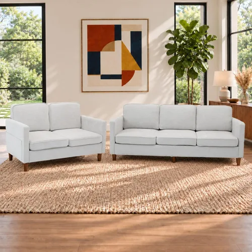 Vista 33 de Kingfun Juego de 2 sillas decorativas, sillas de sala de estar, sillón de lectura de mediados de siglo, felpilla con pie de madera maciza