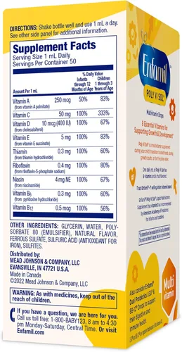 Vista 7 de Enfamil Poly-Vi-Sol Suplemento multivitamínico líquido para bebés y niños pequeños, botella cuentagotas de 1.7 fl oz