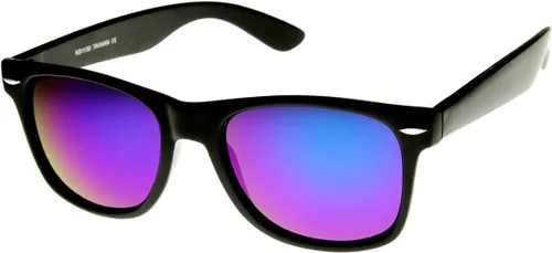 Vista 8 de zeroUV Gafas de sol reflectantes mate planas 8025 de estilo con borde de cuerno grande con lente de color flash