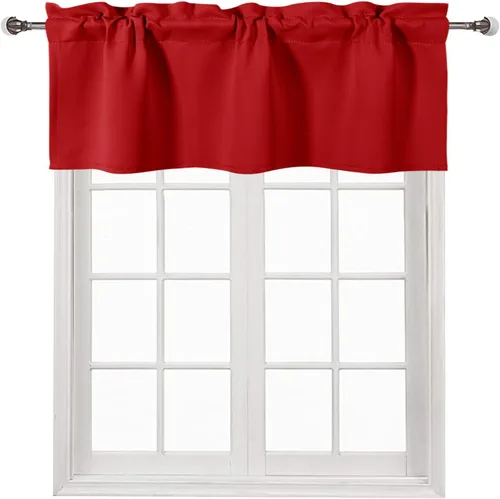 Vista 64 de DWCN Cenefa para ventana de cocina, con bolsillo para barra, para ventana, sala de estar/sótano, 36 x 16 pulgadas de largo, 1 panel, beige