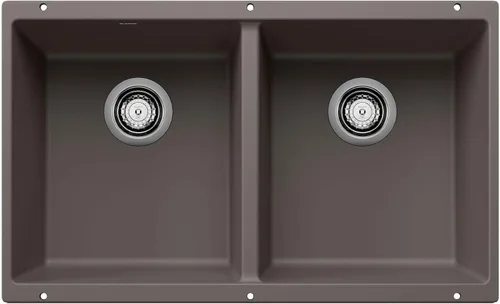 Vista 8 de Blanco Précis Fregadero 2 tarjas iguales de 16 pulgadas, 516319 Gris metálico