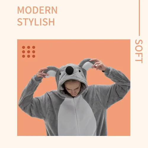 Vista 7 de COSUSKET Snug Fit Unisex Adult Onesie Pajamas, Flannel Cosplay Animal One Piece Halloween Costume Sleepwear Homewear