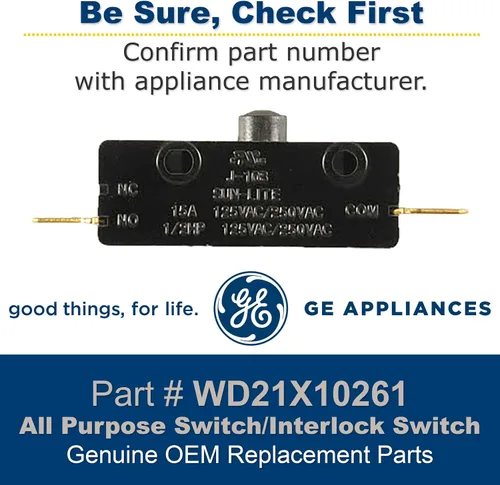 Vista 2 de GE WD21X10261 - Interruptor multiusos original OEM para lavavajillas GE