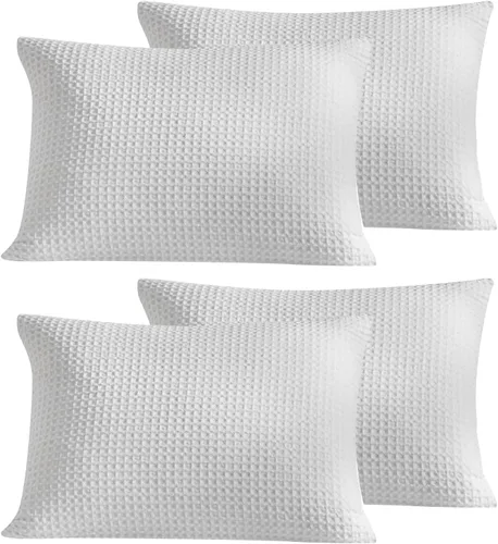 Vista 18 de WARMDERN - Fundas de almohada beige tamaño queen, fundas de almohada estándar, juego de 6 fundas de almohada de microfibra suave, textura boho