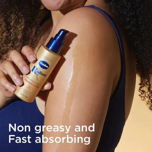Vista 6 de Vaseline Radiant X - Aceite corporal reabastecedor e hidratante con 1% de lípidos, aceite de jojoba, aceite de coco y vitamina E, 3.7 onzas