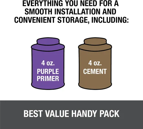 Vista 9 de Oatey 30246 4 oz. Cemento transparente de PVC regular y 4 oz. NSF Purple Primer Handy Pack