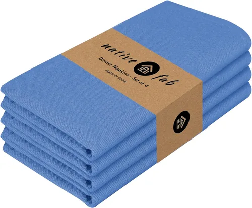 Vista 20 de Native Fab Servilletas de tela azul, paquete de 4, 100% algodón, 17 x 17 pulgadas, resistentes, textura suave, secado rápido, ideales