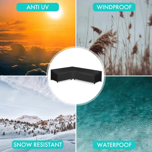 Vista 5 de WLEAFJ Funda de sofá modular para patio en forma de L, impermeable, de alta resistencia para exteriores con ventilación, con orientación a