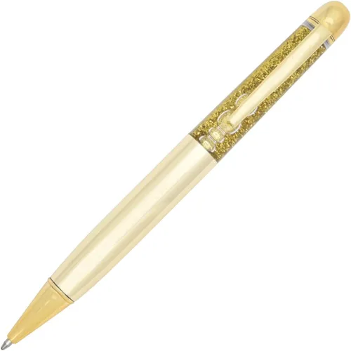 Vista 5 de Gullor Bolígrafo retráctil de arena movediza de polvo dorado colorido, bolígrafo brillante flotante de arena líquida, 5 piezas, dorado
