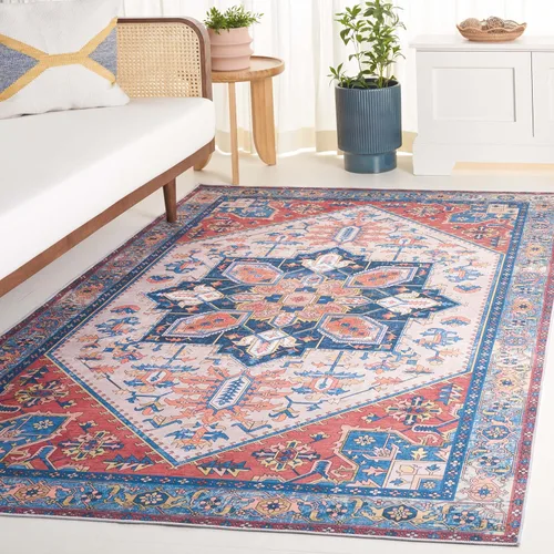 Vista 6 de SAFAVIEH Alfombra lavable Arizona Collection – 3 x 5 pies, marfil y al óxido, antideslizante y fácil de limpiar, ideal para sala de estar, entrada