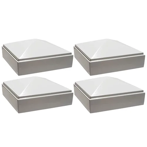 Vista 13 de Tapa de poste piramidal de aluminio de 2 x 2 pulgadas para postes de metal, ajuste a presión, color blanco con recubrimiento en polvo, resistente al