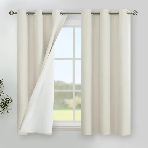 Vista 36 de YoungsTex - Cortinas 100% opacas para dormitorio, con aislamiento térmico y ojales, cortinas oscuras negras con capa pesada para ventana de sala